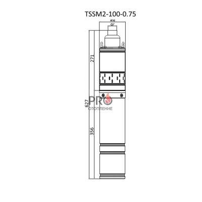 Насос винтовой PUMPMAN TSSM2-100-0.75 4"/100мм (750 Вт., 30 л/мин., 170 м. напор, кабель 10 м.)(Р-О)