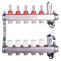 Коллектор регулируемый для теплого пола AQUALINK,1"х3/4" EK (5 выходов)