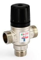 Клапан термостатический трехходовой смешение боковое Uni-Fitt 1", KVs 2.5, 30-65°C, нар. р. 