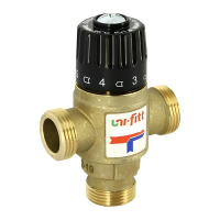 Клапан термостатический трехходовой смешение боковое Uni-Fitt 3/4", KVs 1.6, 20-43°C, нар. р. 