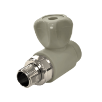 Кран шаровый PP радиат. прям. 20 х 1/2" FDplast (серый) (60/10)