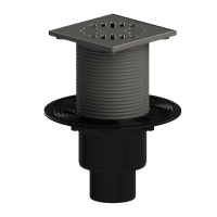 Трап регулируемый вертикальный с сух. затв. D110/75/50 рег. реш. из нерж. 150х150 ТП-310 Татполимер