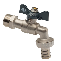 Кран водоразборный со штуцером (бабочка) AQUALINK, 3/4" (80/10) 