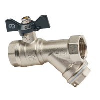 Кран шаровой с косым фильтром полнопроходной (бабочка) AQUALINK 3/4" (50/5) 