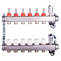 Коллектор регулируемый для теплого пола AQUALINK,1"х3/4" EK (6 выходов)