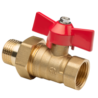  Кран шаровой с американкой полнопроходной (бабочка) Aqualink (11Б27п1) 1/2" (100/10) (Р-О) 