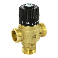 Клапан термостатический трехходовой смешение в центр Uni-Fitt 3/4", KVs 1.8, 30-65°C, нар. р. 