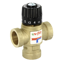 Клапан термостатический трехходовой смешение боковое Uni-Fitt 3/4", KVs 1.6, 35-60°C, вн. р. 