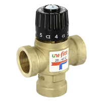 Клапан термостатический трехходовой смешение боковое Uni-Fitt 3/4", KVs 1.6, 20-43°C, вн. р. 