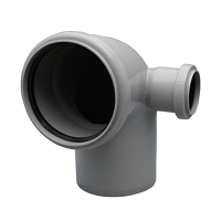 Отвод с фронтальным патрубком (выход вправо) ПП канализационный D 110/50 (87 град.) (30)