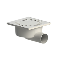 Трап ПП горизонтальный D50 решетка пластиковая 150х150 (34) *