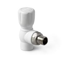 PP-R Шаровой кран для радиатора угловой Белый 20-1/2 PRO AQUA (60/1)