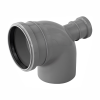 Отвод с фронтальным патрубком (выход сзади) ПП канализационный D 110/50 (87 град.) (30)