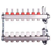 Коллектор регулируемый для теплого пола AQUALINK,1"х3/4" EK (7 выходов)