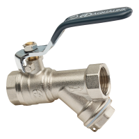 Кран шаровой с косым фильтром полнопроходной (рычаг) AQUALINK 3/4" (50/5) 