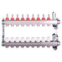 Коллектор регулируемый для теплого пола AQUALINK,1"х3/4" EK (9 выходов)
