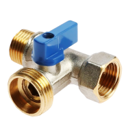 Кран шаровой трехпроходной никелированный TIM 1/2" вн.-3/4" нр.-1/2" нр. (60) 