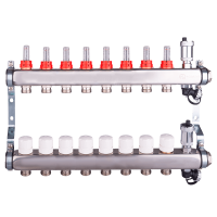 Коллектор регулируемый для теплого пола AQUALINK,1"х3/4" EK (8 выходов)