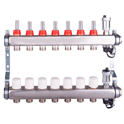 Коллектор регулируемый для теплого пола AQUALINK,1"х3/4" EK (7 выходов)
