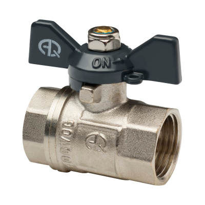 Кран шаровой муфтовый полнопроходной (бабочка) AQUALINK 1/2" (120/10)