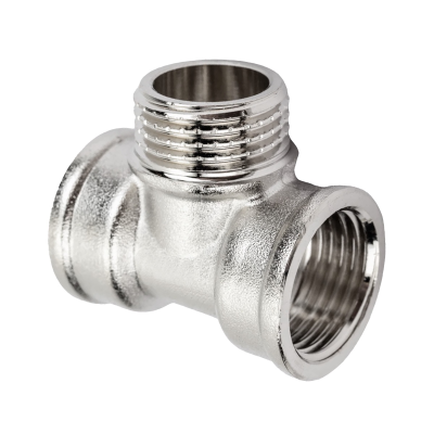 Тройник внутр. резьба/ нар. резьба/ внутр. резьба 1/2"х1/2"х1/2" никелированный AQUALINK (10/120)