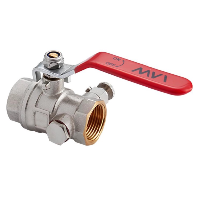 Кран шаровой муфтовый полнопроходной со спускным устройством  (рычаг) MVI Premium 1/2" (48/6)