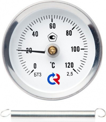 Термометр биметаллический накладной с пружиной Росма БТ-БТ-30.010(0-120С)2,5 (0-120 °С) 63 мм