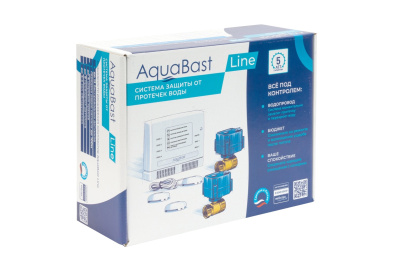 Комплект защиты от протечки воды AquaBast Line Коттедж 1/2” (1 кран 3 провод. датчика) (Р-О)