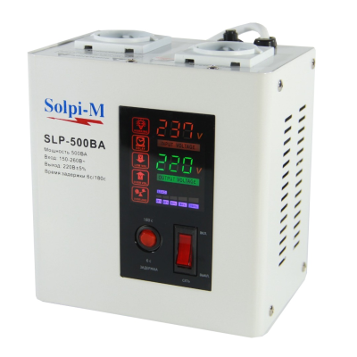 Стабилизатор напряжения Solpi-M SLP-500BA (метал. корпус) NEW