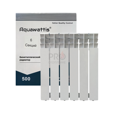 Радиатор биметаллический АQUAWATTIS 500х80 / 6 СЕКЦИЙ/