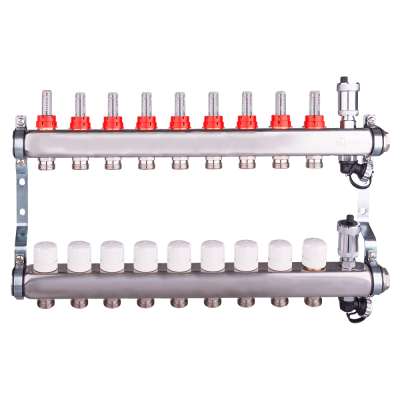 Коллектор регулируемый для теплого пола AQUALINK,1"х3/4" EK (9 выходов)