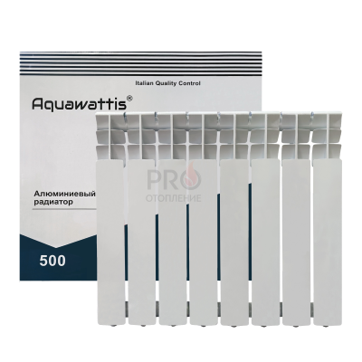 Радиатор алюминиевый АQUAWATTIS 500х80 / 8 СЕКЦИЙ/