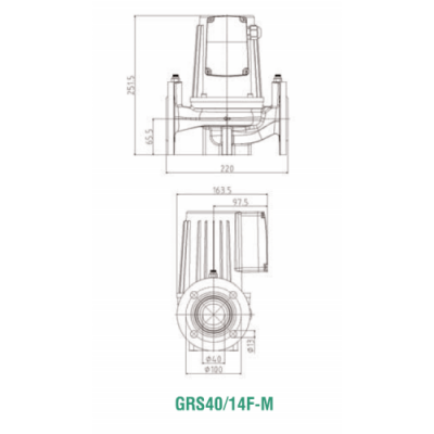 Насос фланц. циркуляционный PUMPMAN GRS 40/14F-М 220 мм (550 Вт., 165 л/мин., 14 м. напор, 220 V)