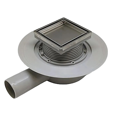 Трап ПП горизонтальный D50 с сухим затвором под плитку 100*100 TIM ZEISSLER (4/1)