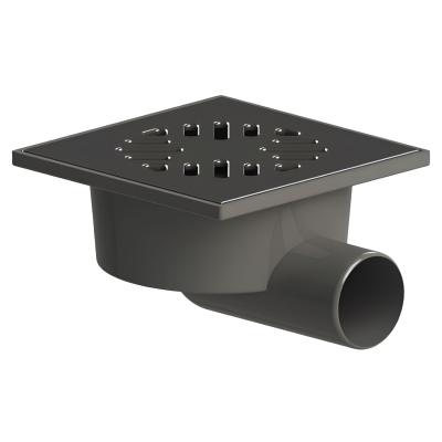 Трап ПП горизонтальный с сухим затвором поплавковым D50 решетка нерж.сталь 150х150 Татполимер (34)