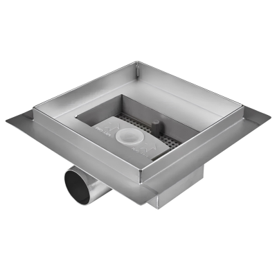 Трап D40 душевой горизонтальный под кладку плитки (защита от запаха:сухой+гидрозатвор) 15*15 TIM (4)