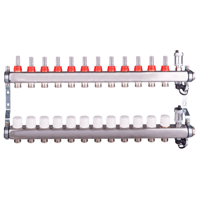 Коллектор регулируемый для теплого пола AQUALINK,1"х3/4" EK (12 выходов)