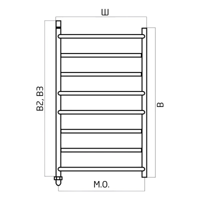 Полотенцесушитель Багдад (без полок) 1/2" вн. рез. 500х600 (6 перекл.) нерж.