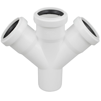 Крестовина канализационная одноплоскостная бесшумная белая D-50/50/50 (45 град.) ПОЛИТЭК (40)