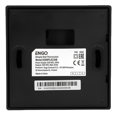 Термостат накладной ENGO Simple комнатный механический (черный)