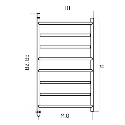 Полотенцесушитель Багдад (без полок) 1/2" вн. рез. 500х800 (8 перекл.) нерж.