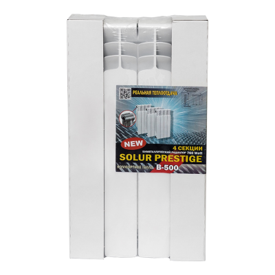 Радиатор биметаллический SOLUR PRESTIGE B-500 500/80 / 4 СЕКЦИЙ / (190 Вт./секц.)