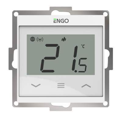 Термостат ENGO E55 комнатный встраиваемый в рамку, программ. с дисплеем, WiFi (белый)