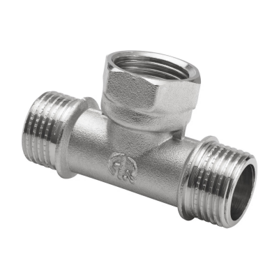 Тройник нар. резьба/ внутр. резьба/ нар. резьба 3/4"х3/4"х3/4" никелированный AQUALINK (60/10)