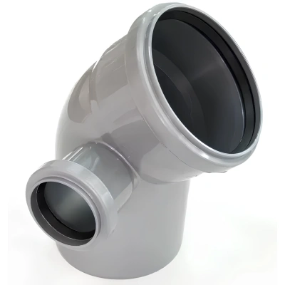 Отвод с фронтальным патрубком (выход влево) ПП канализационный D 110/50 (45 град.) ПОЛИТЭК (45)