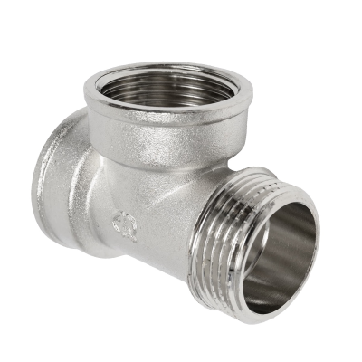 Тройник внутр. резьба/ внутр. резьба/ нар. резьба 1/2"х1/2"х1/2" никелированный AQUALINK (120/10)