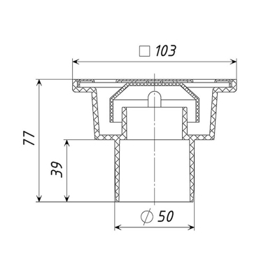 Трап ПП вертикальный D50 решетка нерж. сталь 100х100 Татполимер (85)
