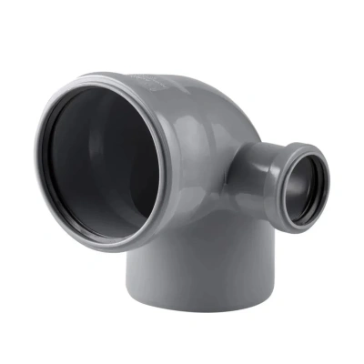 Отвод с фронтальным патрубком (выход вправо) ПП канализационный D 110/50 (87 град.) ПОЛИТЭК (40)