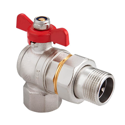 Кран шаровой угловой с американкой полнопроходной (бабочка) MVI Premium 1/2" (64/8)