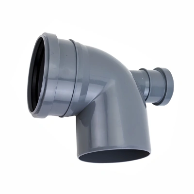 Отвод с фронтальным патрубком (выход сзади) ПП канализационный D 110/50 (87 град.) ПОЛИТЭК (35)